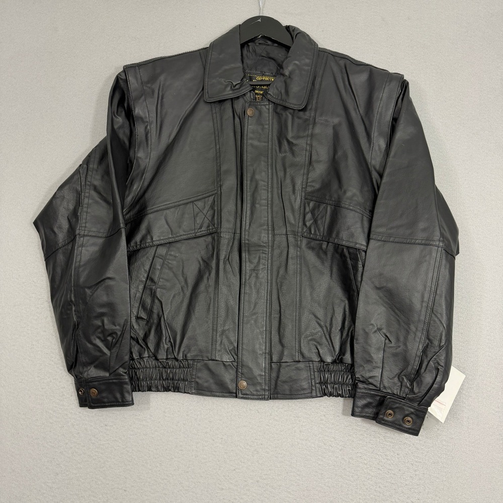 Confection Nuovo Millenio Leather Jacket Medium Black Bomber Vintage Gio-Armand